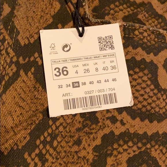 Zara Brown Snakeskin Print Jean - Picture 3 of 11